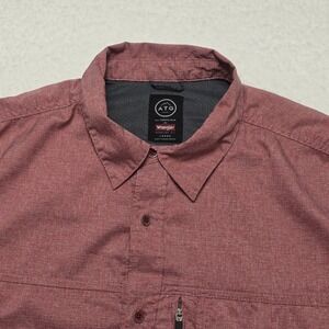 Wrangler ATG Men's Outdoor Shirt L Red Short Sleeve All Terrain Gear Regular Fit